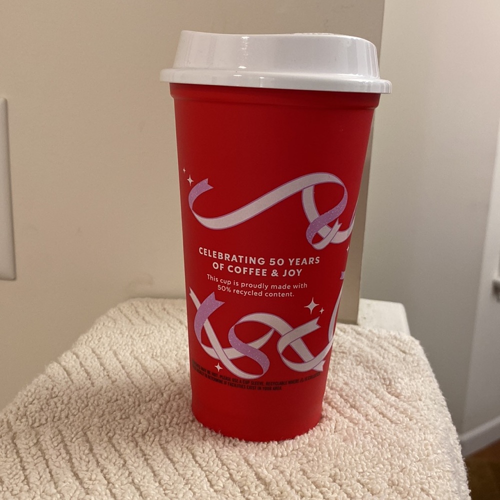 Starbucks 2021 Red Holiday 50 Years of Coffee & Joy Reusable Cup Size 16 oz - Picture 2 of 12